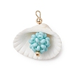 Clam Shell & Glass Seed Beaded Pendants PALLOY-MZ00526-04-1