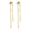 Natural Pearl Beaded Tassel Dangle Stud Earrings EJEW-JE05514-01-1