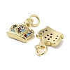 Rack Plating Crown Brass Micro Pave Cubic Zirconia Charms KK-E102-01G-2