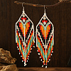 Bohemian Style Geometric Glass Bead Tassel Earrings for Women NA5145-1-1