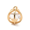 Brass Clear Cubic Zirconia Charms ZIRC-P104-07G-1
