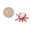 Natural Faceted Round Natural Black Spinel & Natural Trumpet Shell & Glass Seed Beaded Crab Pendants PALLOY-MZ01177-3