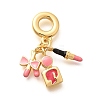 Brass Enamel Lipstick & Perfume European Dangle Charms KK-U048-05G-02-1