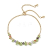 Natural Peridot Chip & Cubic Zirconia Bead Slider Bracelets for Women BJEW-JB13284-2