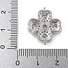 Rack Plating Brass Clear Cubic Zirconia Clover Connector Charms KK-A234-037P-3