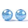 AB Color Transparent Crackle Round Acrylic Beads CACR-S006-04A-3