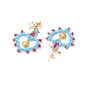 Glass Seed Beads Dangle Stud Earrings EJEW-MZ00396-04-4