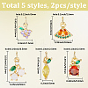 10Pcs 5 Styles Brass Micro Pave Cubic Zirconia Pendants KK-SC0007-51-2