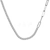 Rhodium Plated 925 Sterling Silver Pave Clear Cubic Zirconia Paperclip Chain Necklaces for Women NJEW-Q342-10P-1