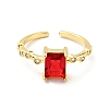 Cubic Zirconia Rectangle Open Cuff Ring RJEW-G255-01G-3