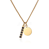 Black Rectangle Rhinestone with Round  Pendant Necklaces MI9847-1-1