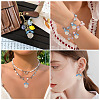 30Pcs Transparent Glass Flower Pendants with Deep Sky Blue Acrylic Leaf PALLOY-TAC0241-9