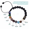 10MM Natural Black Obsidian Alphabet Beaded Braided Bracelets TO2319-9-2