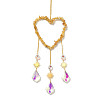 Heart Natural Yellow Quartz Chips Hanging Ornaments HJEW-G024-01C-2