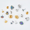 Unicraftale 18Pcs 9 Style Square & Sun 304 Stainless Steel Stud Earring Findings STAS-UN0046-39-5