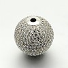 Brass Micro Pave Cubic Zirconia Round Beads ZIRC-M039-13-RS-2