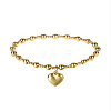 Heart Stainless Steel Bead Stretch Bracelets for Women BK4373-2-1