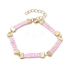 Braided Waxed Polyester Rectangle Link Chain Bracelets BJEW-JB10000-02-1