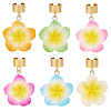 12Pcs 6 Colors Flower Resin Stethoscope Pendant Decorations HJEW-SP0001-55-7