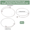 6Pcs Adjustable 304 Stainless Steel Wire Cuff Bangle Making MAK-BBC0001-24C-P-2