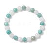 Natural Amazonite & White Jade Beaded Stretch Bracelets for Women BJEW-JB13369-2