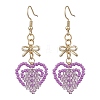 Handmade Glass Seed Beads Heart Dangle Earrings EJEW-MZ00577-01-2