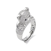 Cubic Zirconia Bear Adjustable Ring RJEW-K240-07P-3