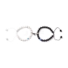 2Pcs 2 Style Magnetic Alloy Heart Charm Bracelets Set BJEW-TA00165-1