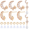 CREATCABIN 6Pcs Brass Pave Clear Cubic Zirconia Moon with Star Stud Earring Findings DIY-CN0002-74-1