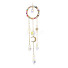 Natural Agate Woven Net/Web with Feather Window Hanging Suncatchers HJEW-JM00852-04-1