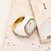 Oval 304 Stainless Steel with Natural Howlite Finger Rings FS-WGC5475-09-2