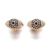 Medium Blue Cubic Zirconia Horse Eye Hinged Hoop Earrings EJEW-G321-22G-1