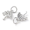 Rack Plating Brass Micro Pave Clear Cubic Zirconia Charms KK-D097-05P-2