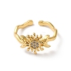 Sun & Moon Brass Micro Pave Cubic Zirconia Cuff Rings X-RJEW-P088-03G-2