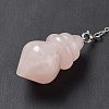 Natural Rose Quartz Pointed Dowsing Pendulums AJEW-B020-04P-07-4