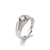 Rhodium Plated 925 Sterling Silver Moissanite Adjustable Rings for Women RJEW-U038-01P-4