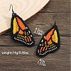 Bohemian Style Green Butterfly Wing Glass Bead Handmade Dangle Earrings FV2215-7