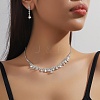 Teardrop Alloy Rhinestone Pendant Necklace & Stud Earring FS-WG7372C-03-2