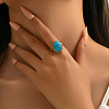 Stylish French Synthetic Turquoise Oval Ring for Women AP1026-2