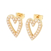 Brass ABS Plastic Pearl Hollow Heart Stud Earrings EJEW-L275-14G-01-4
