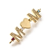 Mother's Day Brass Micro Pave Cubic Zirconia Mom Heart Connector Charms KK-Z155-03G-02-2