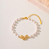 Fashionable Butterfly Brass Crystal Rhinestone & Imitaiton Pearl Braided Bead Bracelets for Women DV0214-5-1