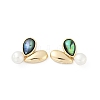 Teardrop Brass Abalone Shell Stud Earrings KK-D301-15G-2