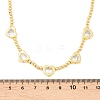 Brass Pave Clear Cubic Zirconia Heart Round Beaded Bib Necklaces for Women NJEW-F364-05G-5
