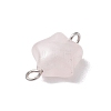 Natural Rose Quartz Connector Charms PALLOY-JF02734-02-4