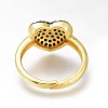 Brass Micro Pave Cubic Zirconia Heart Cuff Rings RJEW-N031-15-3