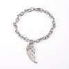 304 Stainless Steel Charm Bracelets BJEW-O169-03-2