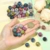 40Pcs 8 Colors Bohemian Style Printed Schima Wood Beads WOOD-FS0002-52-4
