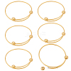 6Pcs Adjustable 304 Stainless Steel Wire Cuff Bangle Making MAK-BBC0001-24A-G-1