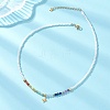 304 Stainless Steel Star Pendant Natural Aquamarine & Yellow Opal & Lapis Lazuli & Amethyst & Green Aventurine & Carnelian & Glass Faceted Rondelle Beaded Chakra Nacklaces NJEW-JN05773-1